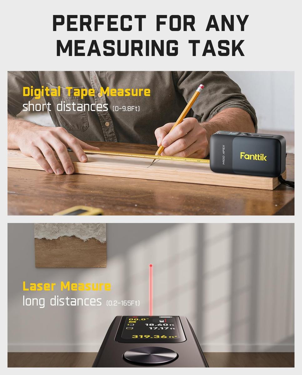 2-in-1 Digital Tape & Laser Measuring Tool | High-Precision Smart Distance Meter