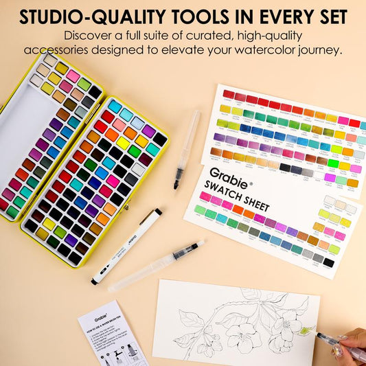 100-Color All-In-One Watercolor Set | Artist-Grade Pigments & Portable Art Kit